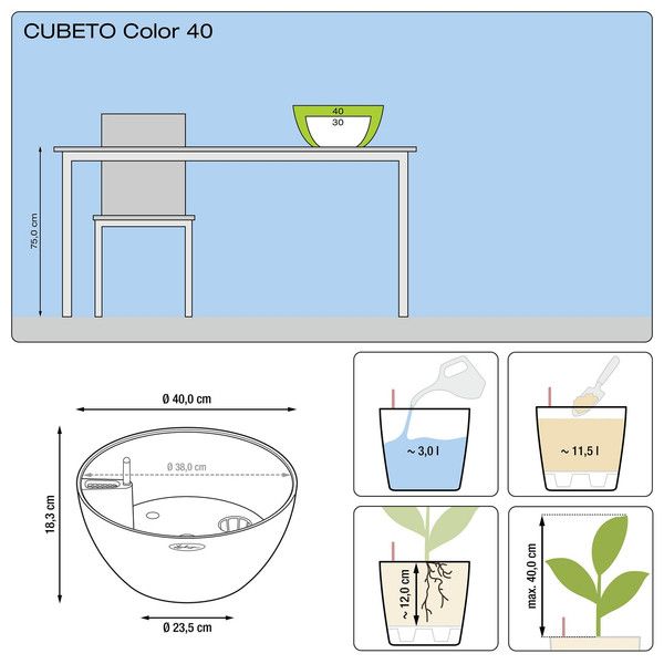 Умный вазон Lechuza Cubeto Color 40 11,5 л бежевый 13841