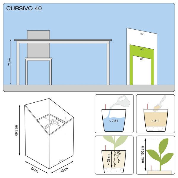 Умный вазон Lechuza Cursivo Premium 40 31 л коричневый 16624