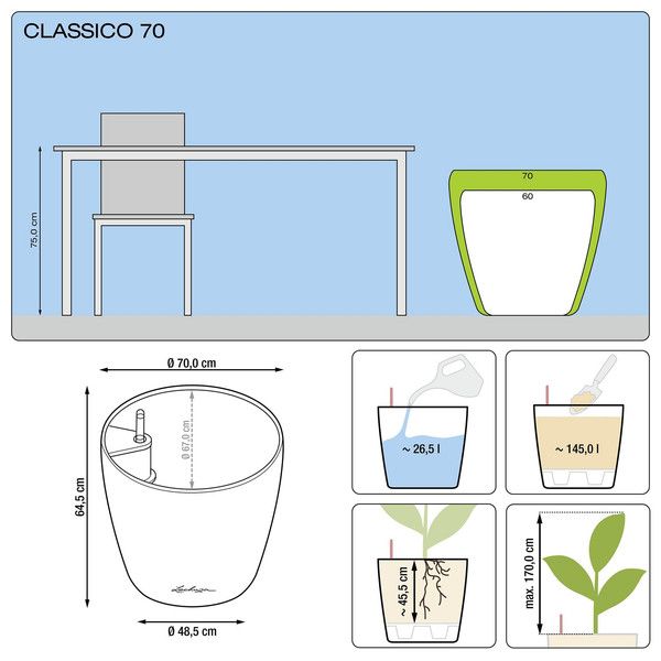 Умный вазон Lechuza Classico 70 145 л коричневый 14627
