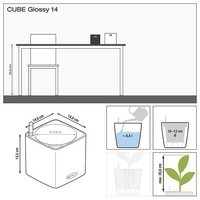 Кашпо Lechuza Cube Glossy 14 ярко-красный блестящий 13512