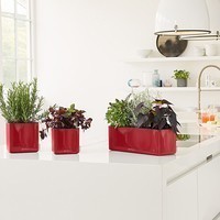 Кашпо Lechuza Cube Glossy 14 ярко-красный блестящий 13512