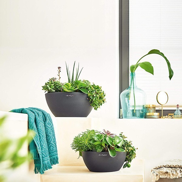 Кашпо Lechuza Cubeto Stone 40 серый камень 13840