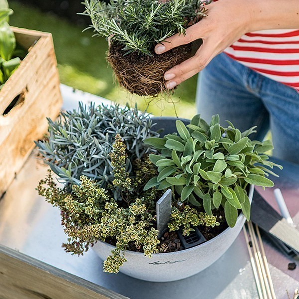 Кашпо Lechuza Cubeto Stone 40 серый камень 13840