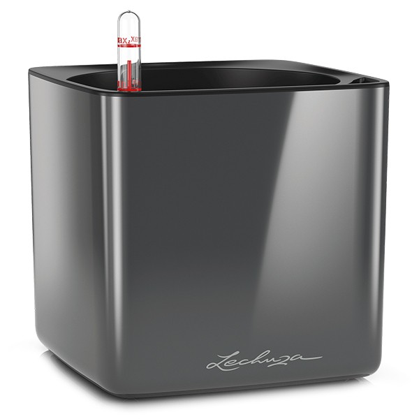 Вазон Lechuza Cube Glossy 16 антрацит 13521