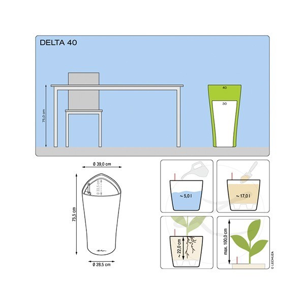 Вазон Lechuza Delta 40 красный 15539