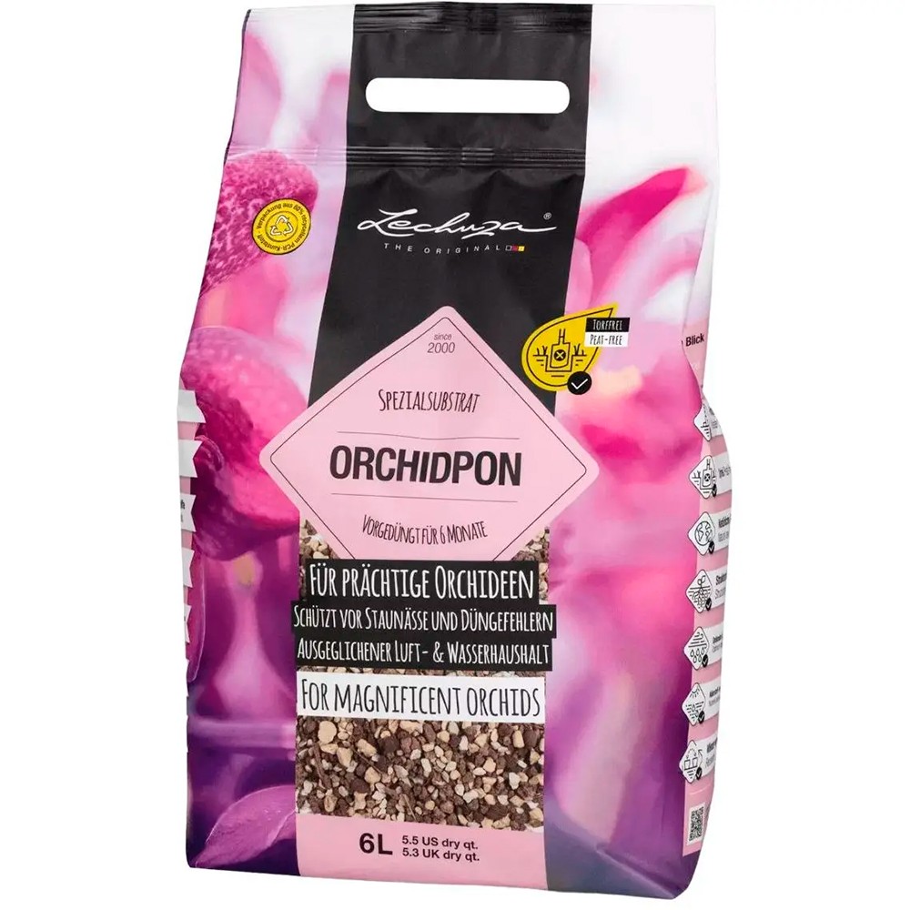 Стабильный неорганический субстрат Lechuza Orchidpon для орхидей 6 л 19581